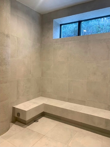 Indoor spa and pool tile project